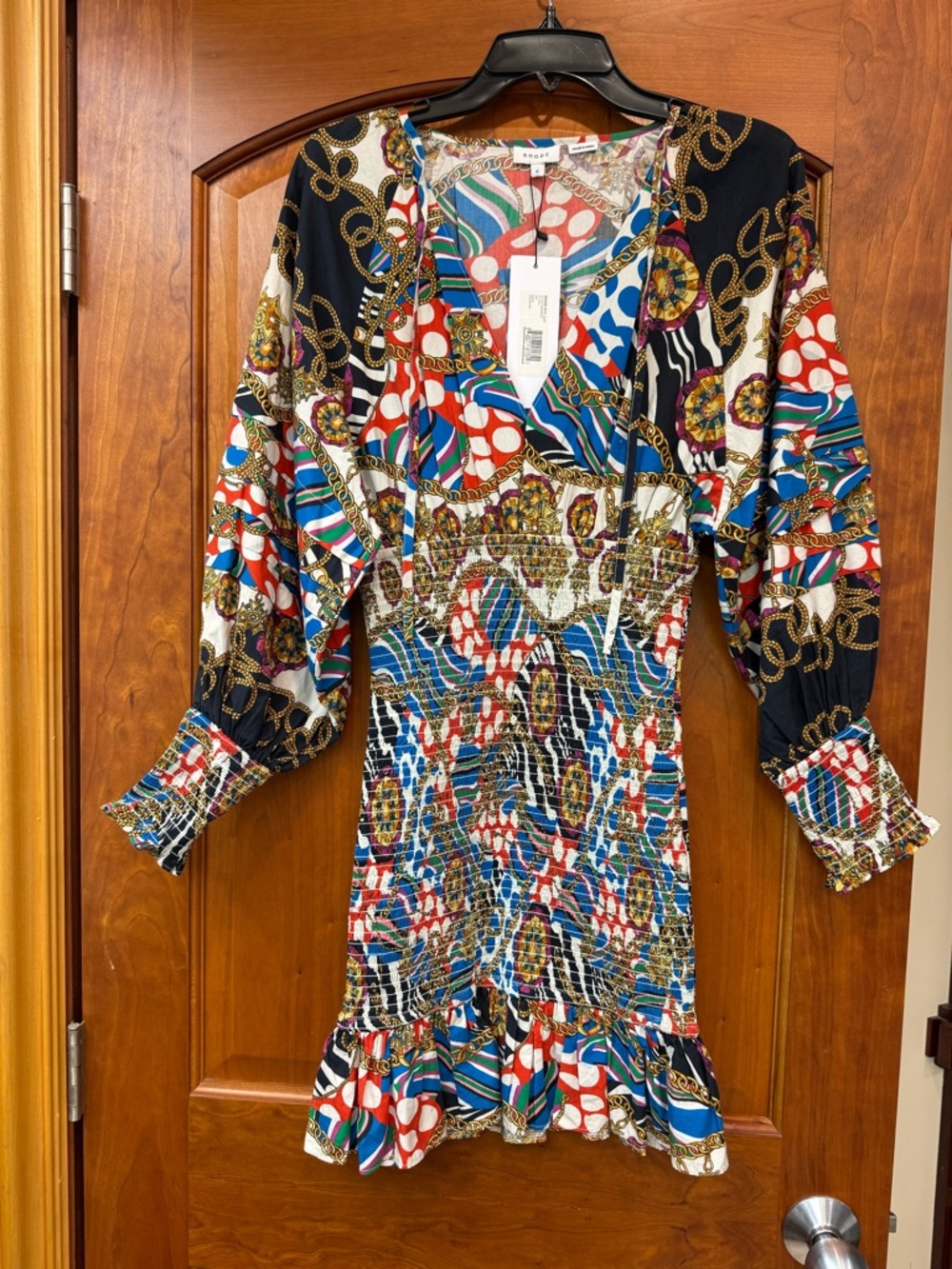 RHODE NEW Anya Smocked Skirt Puffy Sleeves Mini Dress